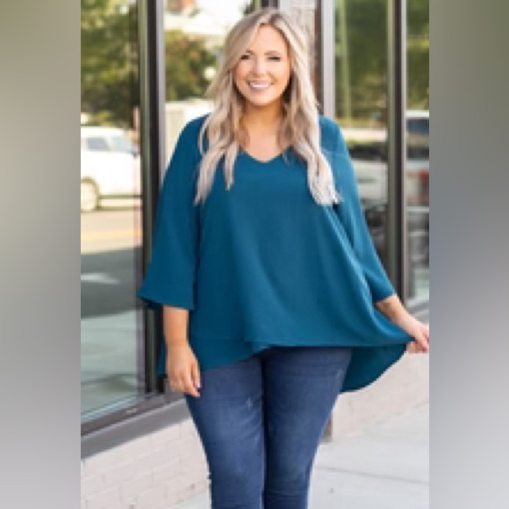 EUC Chic Soul Jade by Jane Vneck 3/4 sleeve top 3x